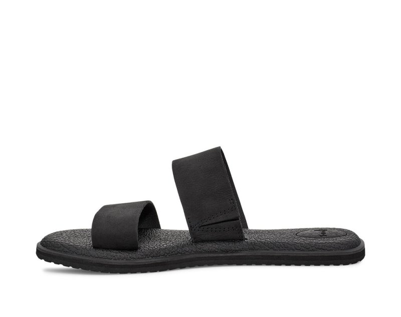 Sanuk Yoga Gora Leather Women's Flip Flops Black | Canada 8TCE